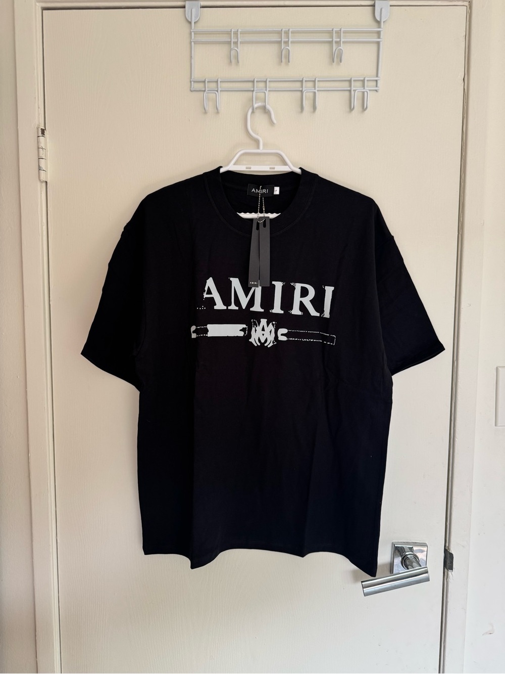 AMIRI Black T-Shirt with White Logo and Graphic